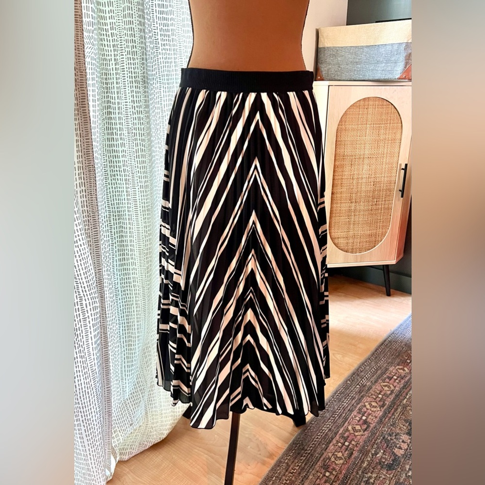 H&M Black and Cream A-Line Skirt